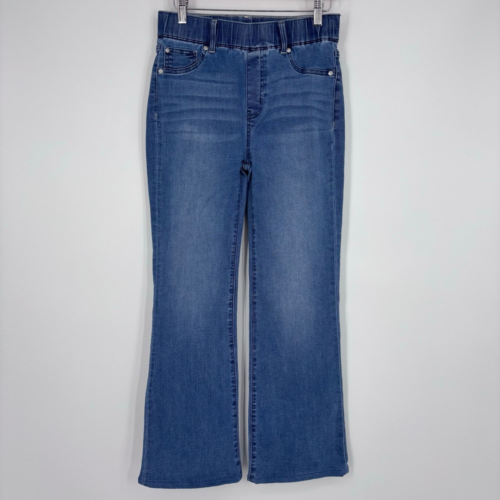 Quince Nina Pull-On Stretch Flare Jeans Women Size S Laguna Blue Denim Pants